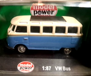 RTR MODEL POWER 1:87 HO VOLKSWAGEN BUS BLUE/WHITE-WINDOW VW VEHICLE BUILT SAMBA - Picture 1 of 10