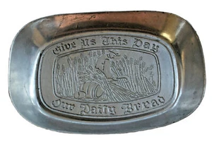 VINTAGE ALUMINUM BREAD TRAY MADE IN TAIWAN "Give Us This Day Our Daily Bread" - Picture 1 of 3