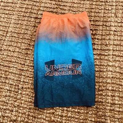 Bermuda de natação Under Armour juvenil masculina XL YXL laranja azul cordão mais longo - Imagem 1 de 4