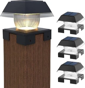 2/4/6 Square Fence Post Lights For 3.5x3.5 to 5.5x5.5 inch Wooden Posts Deck Cap - Picture 1 of 12