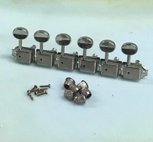 Six Vintage Classic Style Guitar 6 Tuners Aged Nickel Relic Split Post +Bushings - Picture 1 of 9