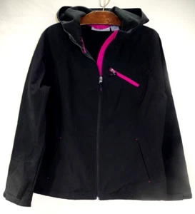 WW Free Tech Soft Shell Jacket Full Zip Windbreaker Black & Pink Womens L 12-14 - Picture 1 of 6