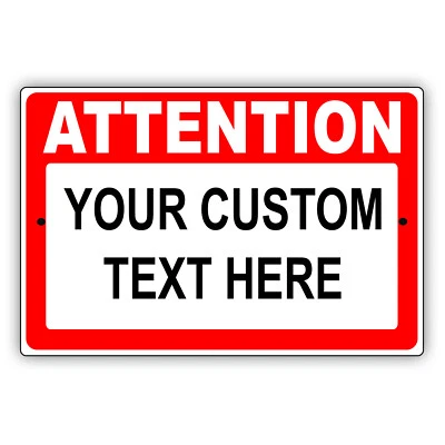 AFTERPRINTS Custom Street Sign Attention Your Text Personalized Text Aluminum Metal Plate
