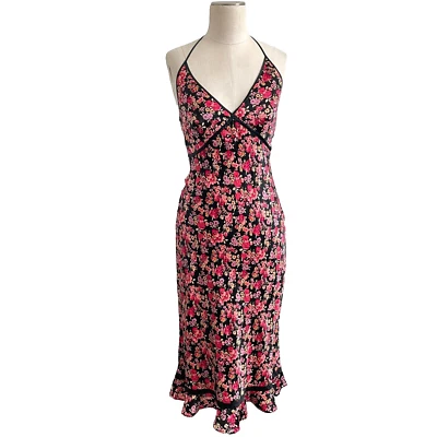 VTG Express Dress Y2K Sz 13/14 Pink Silk Ditsy Floral Fairy Coquette Femme Indie - Image 1 of 4