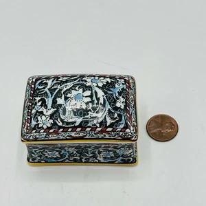 William Morris Fine Bone China Rectangle Trinket Box Black Floral Art Nouveau - Picture 1 of 4