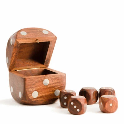 Authentic Models Würfelbox Silver mit 5 Würfeln, Akazienholz, Messing, GR031 - Bild 1 von 2
