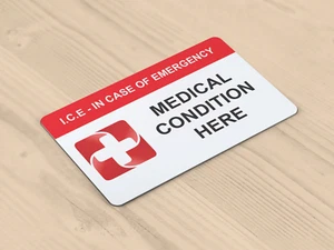 In Case of Emergency (ICE) Custom Printed Medical Alert Card -Free 1st Class P&P - Picture 1 of 3