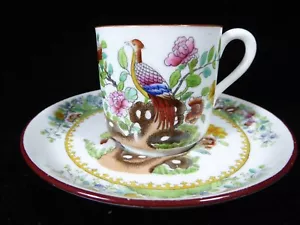 Victorian Spode Copeland T Goode London Eng. Asiatic Pheasant Small Cup & Saucer - Picture 1 of 12