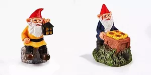 FAIRY GARDEN WORKING GNOME CHOOSE FROM LANTERN OR SUNFLOWER COLORFUL RESIN MINI - Picture 1 of 3