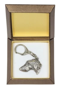 Scottish Deerhound - silberbedeckter Schlüsselring mit Hund in Box, Geschenk, Art Dog IE - Bild 1 von 7