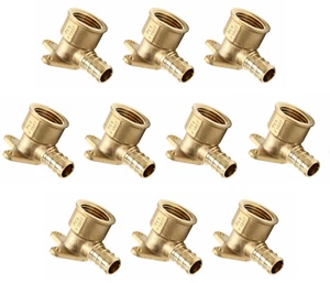 EFIELD 10PCS 1/2"PEX x1/2" Female NPT Drop Ear Elbow Adapter Crimp Brass Fitting - Picture 1 of 4
