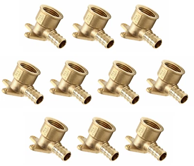EFIELD 10PCS 1/2"PEX x1/2" Female NPT Drop Ear Elbow Adapter Crimp Brass Fitting - Image 1 of 4