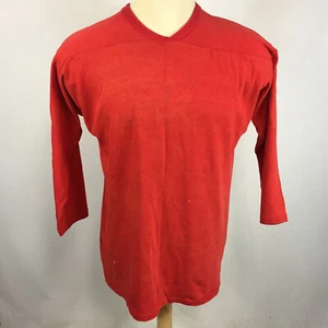 Vintage Distressed Worn Knit Football Baseball Blank Plain Jersey Cotton T Shirt - Picture 1 of 9