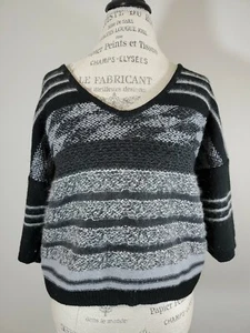 Naf Naf Angora Mohair Pullover Gr. Small schwarz grau flauschig warm - Bild 1 von 8