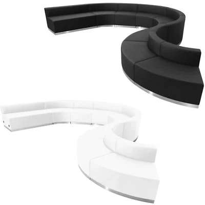 Cuero Negro Blanco* 9 Piezas 'Wave' L- Seccional Recepción Oficina Hotel Conferencia Foto 1 de 4