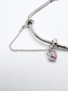 Liebe Herz Sicherheitskette Charm Zwischenring Herz echt 925 Sterling Silber 💖 - Bild 1 von 7