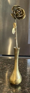 VINTAGE MID-CENTURY TIFFANY & CO GILDED STERLING ROSE & BUD VASE 23636 11" - Picture 1 of 12
