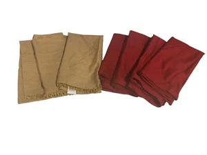 Lot Red Tan Napkins Cloth 20” x 20” Viscose Polyester New - Picture 1 of 6