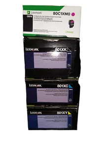 4er Set Original Lexmark 801XK/XC/XM/XY R.P Tonerkassetten mit hoher Kapazität  - Bild 1 von 1