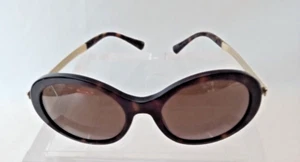 Giorgio Armani Sunglasses Women Round Faux Tortoise Gold Metal Trim Made Italy - Picture 1 of 3