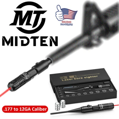 MidTen Red Laser Bore Sight Kit, Red Dot Bore Sighter, For .177 to 12GA Caliber