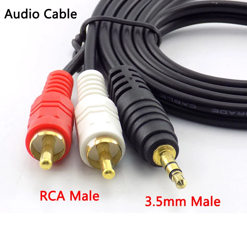 1.5/5/10M AUX Audio Cable 3.5mm Jack Male to 2 RCA Male AV Cord Fr Mp3 Phone Pod - Image 1 of 4