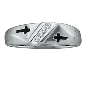 BANDA DE MODA PARA HOMBRE DE MODA DE ORO BLANCO 1/20 CTW-DIA de 10kt BLANCO 1/20 - Imagen 1 de 1