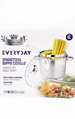 Blumenthal Bavaria Pastaiola Doppio Cestello 6 L In Acciaio Inox Triplo Fondo - Immagine 1 di 4