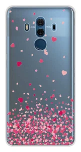 Coque en silicone imprimée compatible Huawei Mate 10 Pro Confettis de Coeurs Ros - Picture 1 of 3