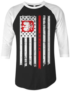 Camiseta Raglán Bandera Polaca Americana Unisex Media Polonia Polska EE. UU. - Imagen 1 de 4