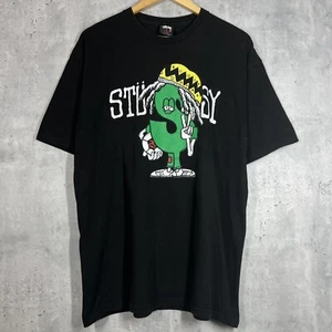 Vintage Stussy Figur Cartoon Logo Spruch T-Shirt schwarz L Graffiti Y2K - Bild 1 von 8