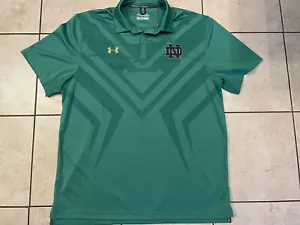 Under Armour Shirt Mens XL Green HeatGear Notre Dame Fighting Irish Polo Golf - Picture 1 of 7