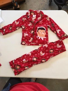 The Elf On The Shelf Pajamas Size 4 Two Piece Flannel Boys Girls Button Down - Picture 1 of 3