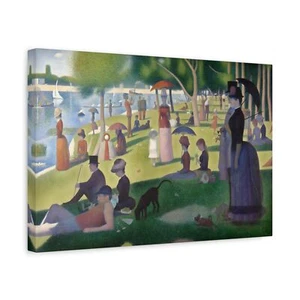 Georges Seurat domingo por la tarde - Reproducción de impresión de arte de pared en lienzo - Imagen 1 de 12