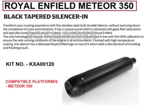 100% GENUINE Fits Royal Enfield METEOR 350 "BLACK TAPERED SILENCER" - Picture 1 of 11