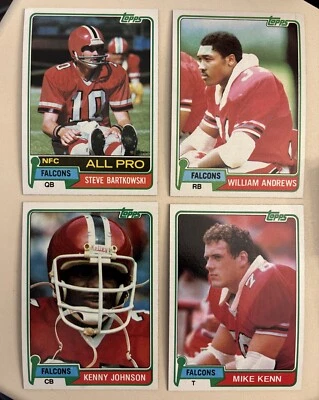 1981 Topps Falcons Steve Bartkowski  W Andrews  Mike Kenn RC Kenny Johnson RC - Image 1 of 2