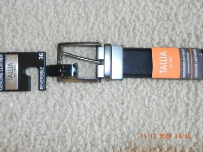 Cinturón Tallia Hombre Negro y Marrón Reversible Cuero Genuino Cinturón Talla 36 Foto 1 de 3