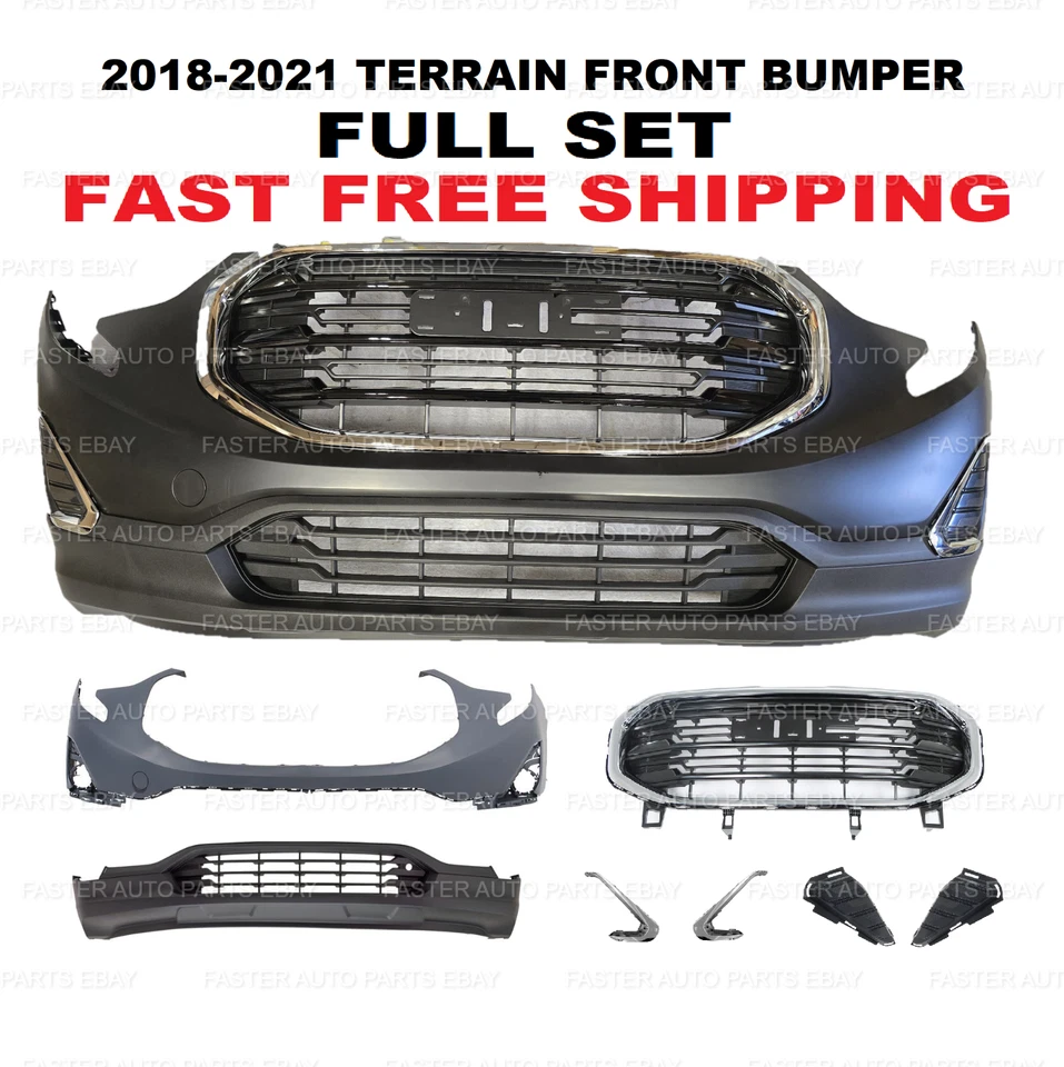 Front Bumper Cover For 2018 2019 2020 2021 GMC Terrain Grill upper bumper lower - Image 1 of 4