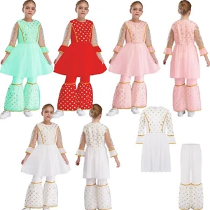 Kids Outfit Ethnic Dress With Pants Princess Sundress Evening Dresses Sharara - Picture 1 of 56