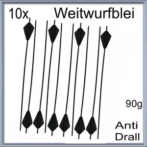 10 STÜCK WEITWURFBLEI 90 GRAMM FLÜGELBLEI KARPENBLEI BLEI ANTI DRALL - Bild 1 von 1