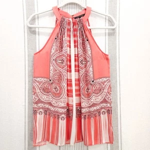 KOBI HALPERIN Silk Top Extra Small High Neck Coral Paisley NEW - Picture 1 of 10