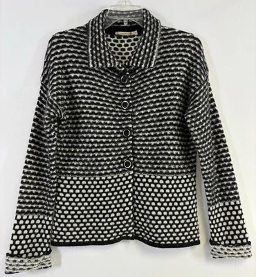 Cárdigan Chiaramente Texturizado Blanco y Negro Talla M Hecho en Italia Mezcla de Lana Artístico Foto 1 de 4