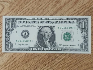 1999 $1 FEDERAL RESERVE "STAR NOTE" BOSTON DISTRICT A00165897* - Picture 1 of 5