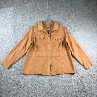 Camisa Chaqueta Croft & Barrow Imitación Gamuza Mujer 1X Botón Frontal Academia Minimalista Foto 1 de 4