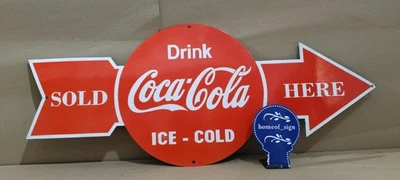 Drink Coca Cola Porcelain Enamel Sign 40 X 16.5 Inches 1 sides - Image 1 of 4