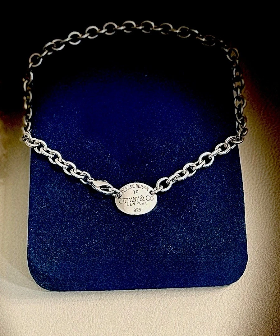 Tiffany 项链椭圆形标签| eBay