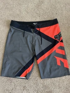 Fox Racing Mens 36 Board Shorts Black Orange Swim Surf Athletic Motocross Beach - Picture 1 of 5