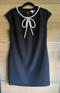 Ted Baker Size 2 Uk 10 Temberl Black White Beaded Bow Tunic Dress BF3 - Picture 1 of 7