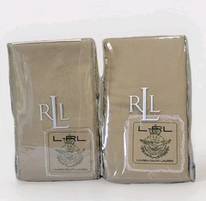 Ralph Lauren University Khaki Pack Of (2) Standard Shams Cotton College Dorm - Picture 1 of 15