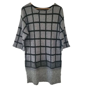 Banana Republic Wool Blend Windowpane Sweater Dress Womens Sz M Gray Black NWT  - Picture 1 of 6